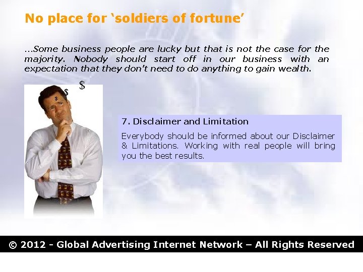 No place for ‘soldiers of fortune’ …Some business people are lucky but that is