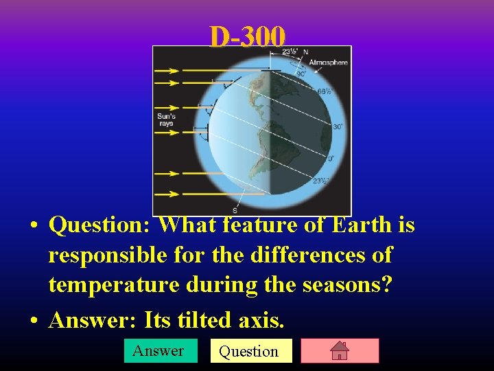 D-300 • Question: What feature of Earth is responsible for the differences of temperature