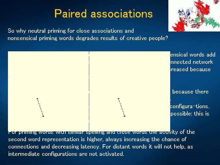 Paired associations So why neutral priming for close associations and nonsensical priming words degrades
