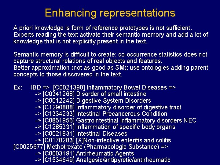 Enhancing representations A priori knowledge is form of reference prototypes is not sufficient. Experts