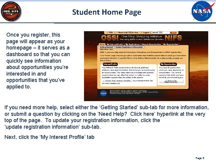 Student Home Page Once you register, this page will appear as your homepage – Student Home Page Once you register, this page will appear as your homepage –