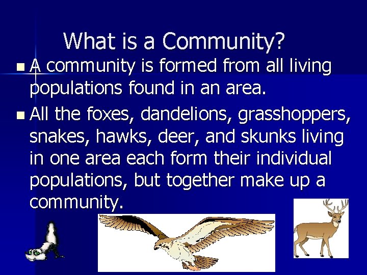 n. A What is a Community? community is formed from all living populations found