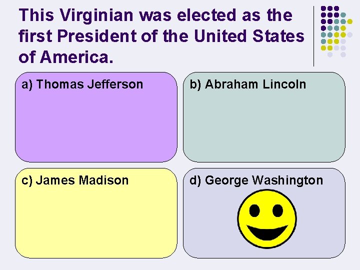 This Virginian was elected as the first President of the United States of America.