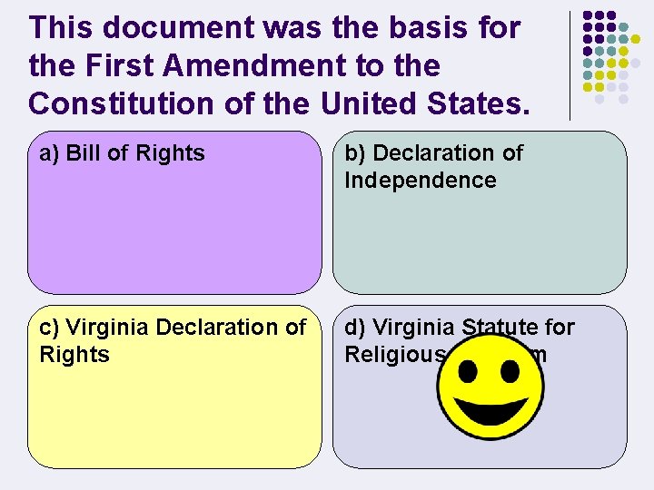 This document was the basis for the First Amendment to the Constitution of the