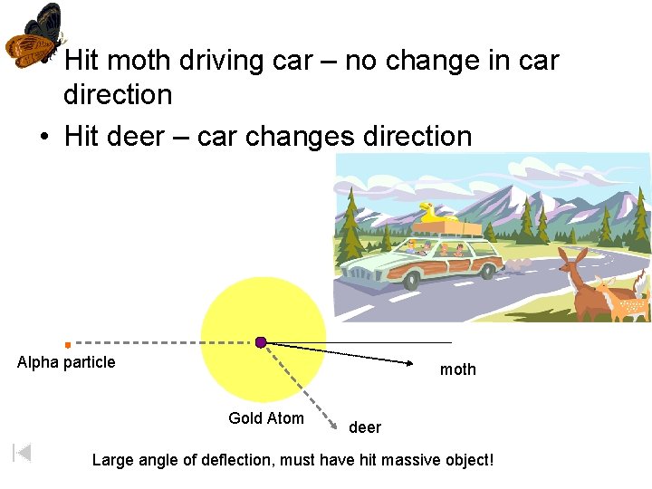  • Hit moth driving car – no change in car direction • Hit