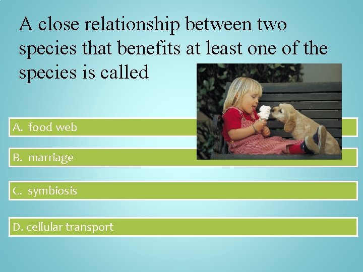 A close relationship between two species that benefits at least one of the species