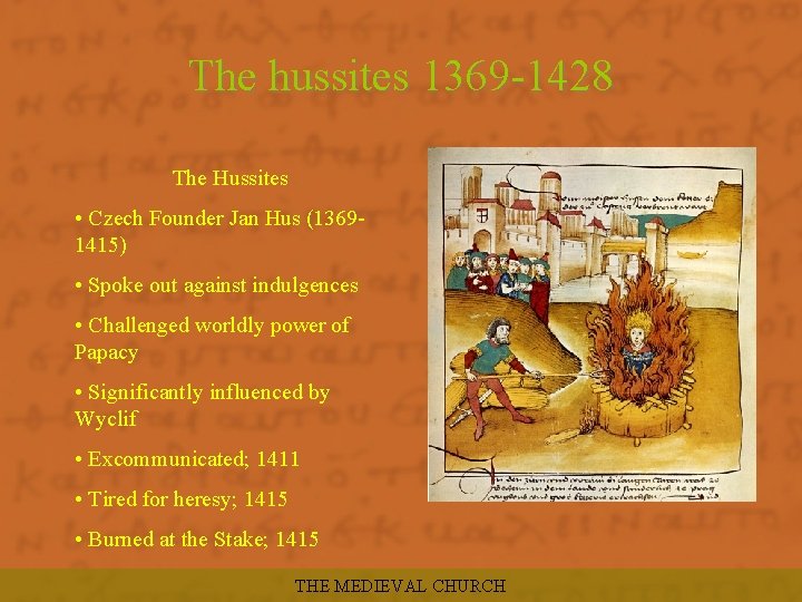 The hussites 1369 -1428 The Hussites • Czech Founder Jan Hus (13691415) • Spoke