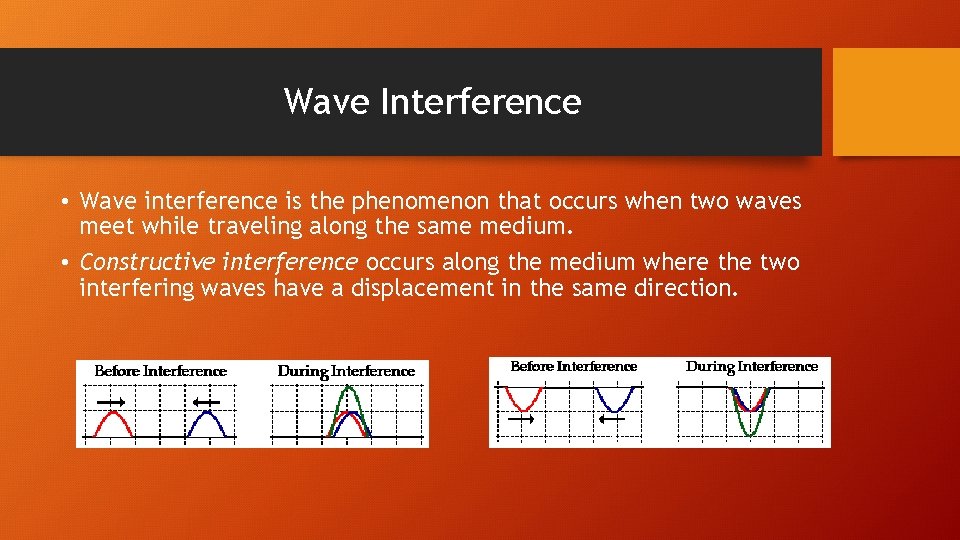 Wave Interference • Wave interference is the phenomenon that occurs when two waves meet