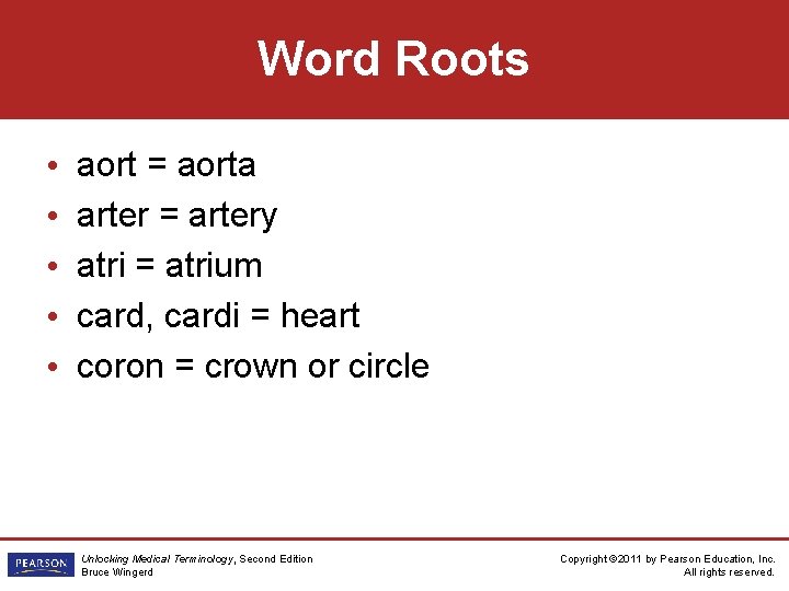 Word Roots • • • aort = aorta arter = artery atri = atrium