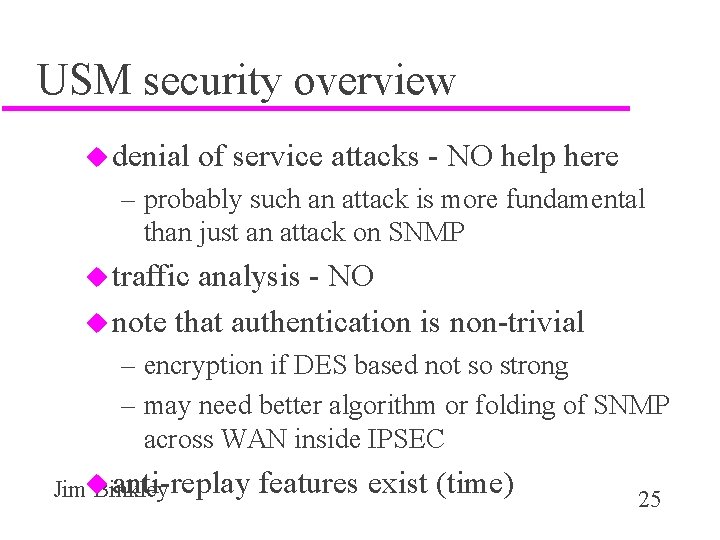 USM security overview u denial of service attacks - NO help here – probably