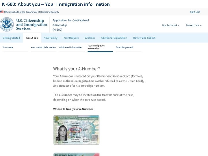 N-600: About you – Your immigration information 