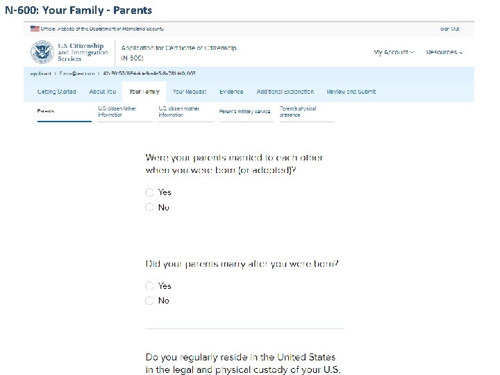 N-600: Your Family - Parents 