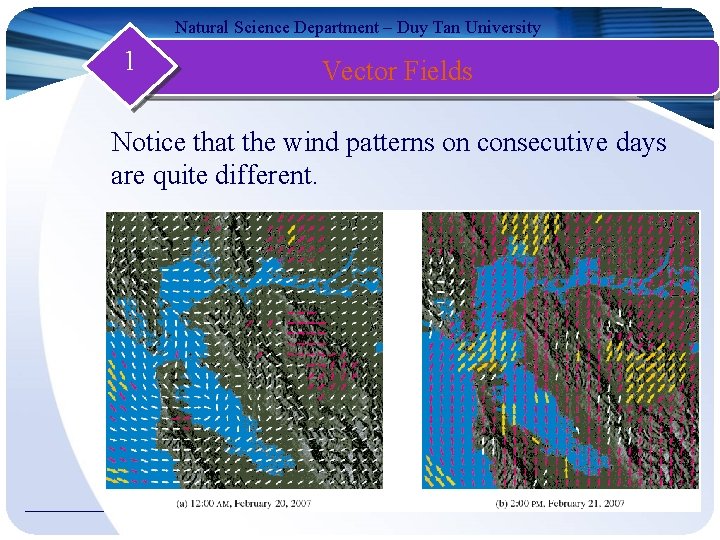 Natural Science Department – Duy Tan University 1 Vector Fields Notice that the wind