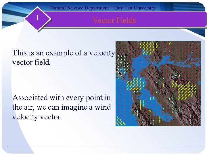 Natural Science Department – Duy Tan University 1 Vector Fields This is an example