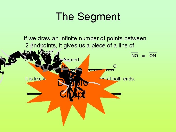 The Segment If we draw an infinite number of points between 2 endpoints, it