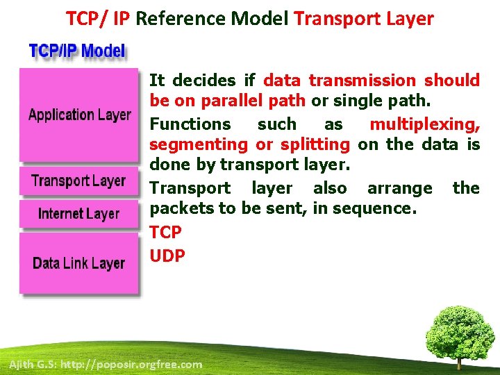 TCP/ IP Reference Model Transport Layer • • • It decides if data transmission