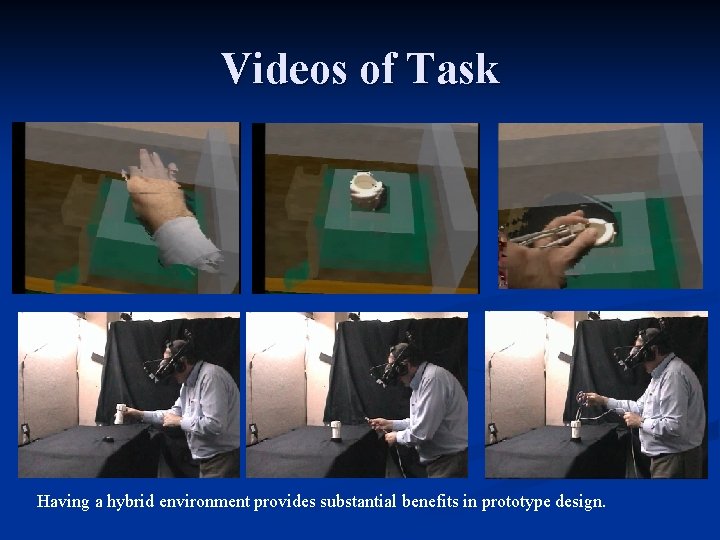 Videos of Task Having a hybrid environment provides substantial benefits in prototype design. 