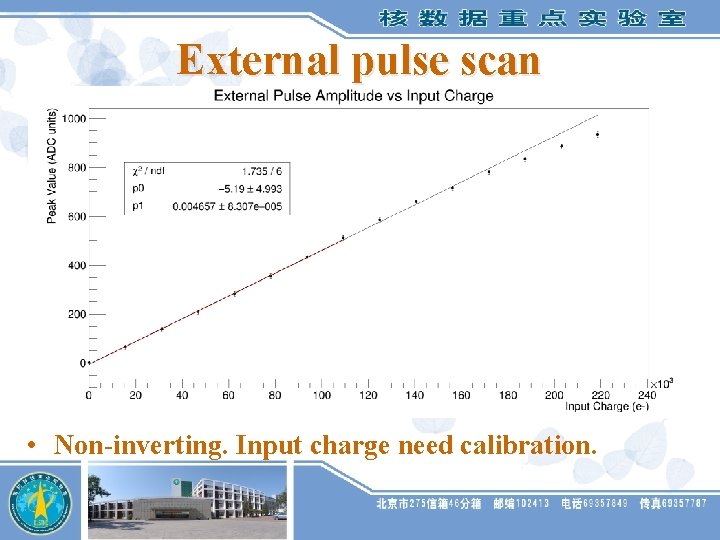 External pulse scan • Non-inverting. Input charge need calibration. 