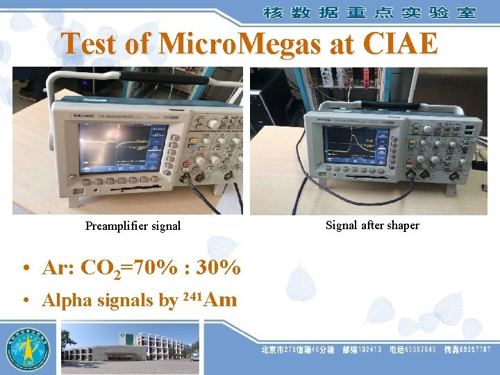 Test of Micro. Megas at CIAE Preamplifier signal • Ar: CO 2=70% : 30%