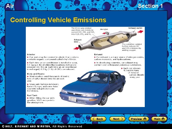 Air Controlling Vehicle Emissions Section 1 