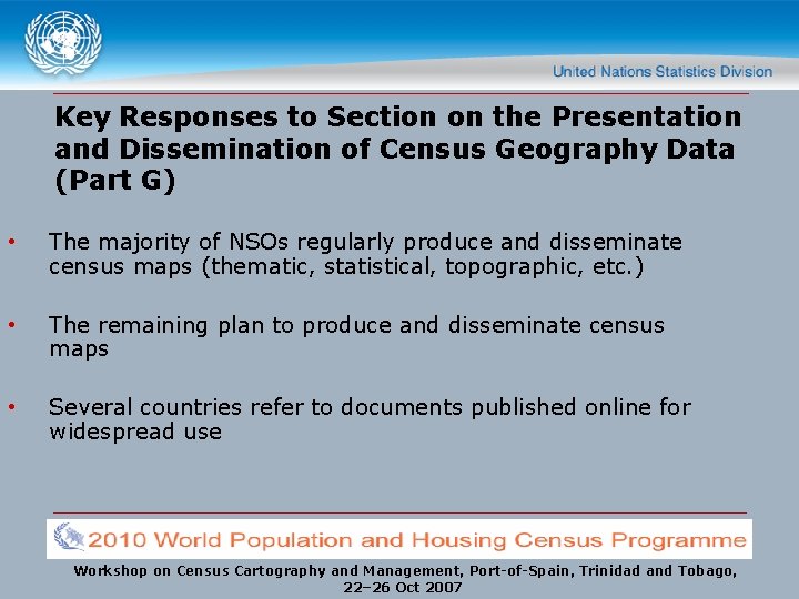 Key Responses to Section on the Presentation and Dissemination of Census Geography Data (Part