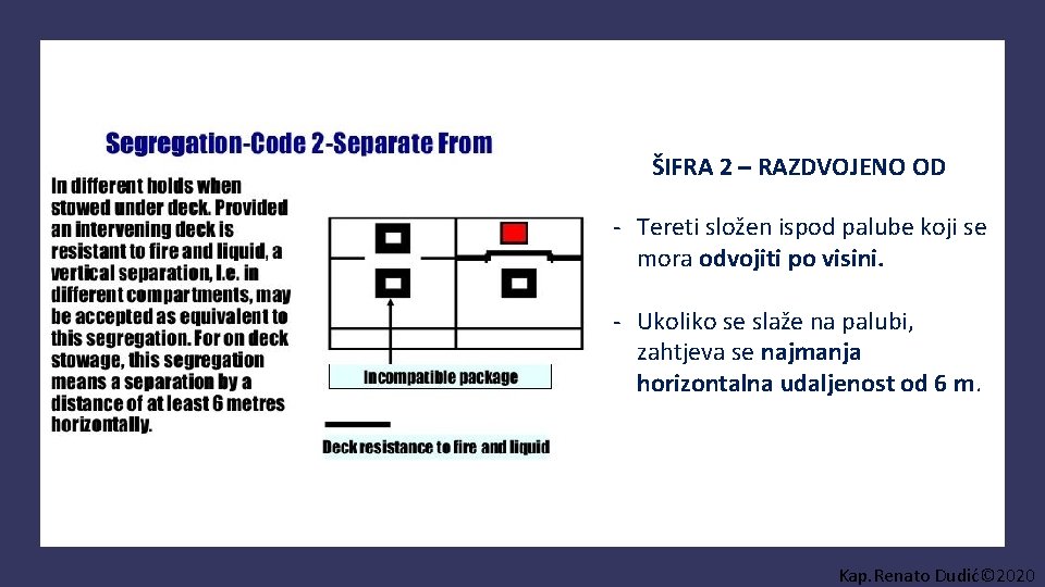 ŠIFRA 2 – RAZDVOJENO OD - Tereti složen ispod palube koji se mora odvojiti