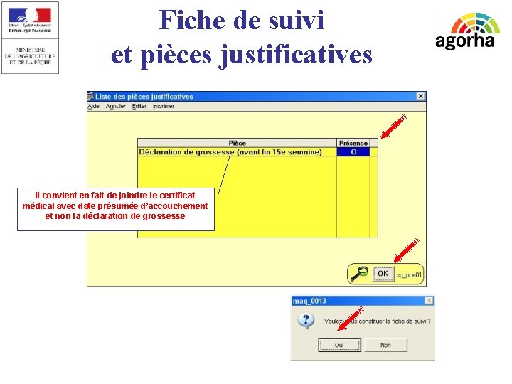 Fiche de suivi et pièces justificatives Il convient en fait de joindre le certificat