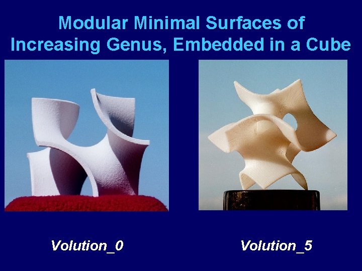 Modular Minimal Surfaces of Increasing Genus, Embedded in a Cube Volution_0 Volution_5 