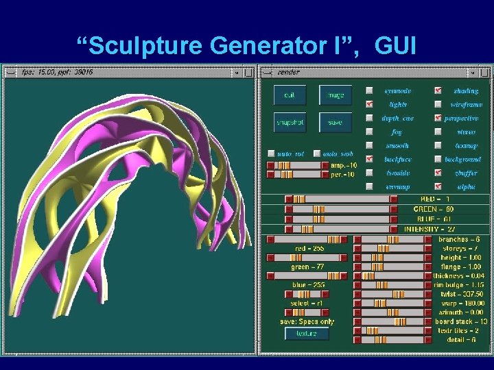 “Sculpture Generator I”, GUI 