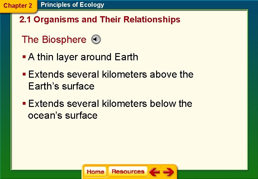 Chapter 2 Principles of Ecology 2. 1 Organisms and Their Relationships The Biosphere §