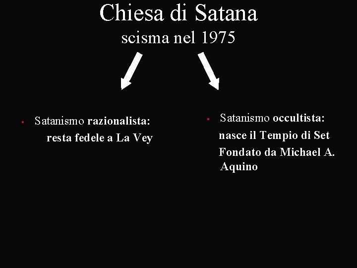 Chiesa di Satana scisma nel 1975 • Satanismo razionalista: resta fedele a La Vey