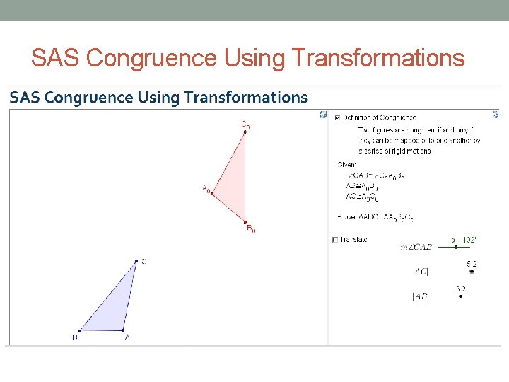 SAS Congruence Using Transformations 