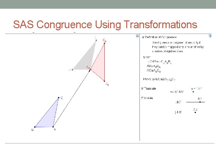 SAS Congruence Using Transformations 