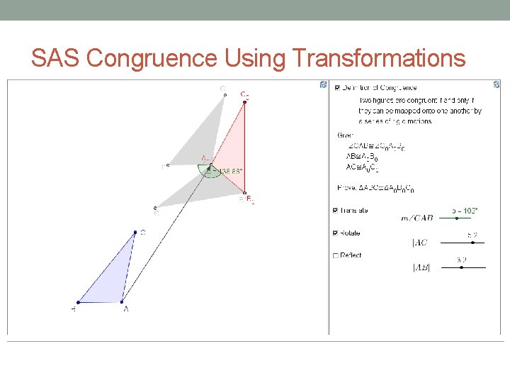 SAS Congruence Using Transformations 