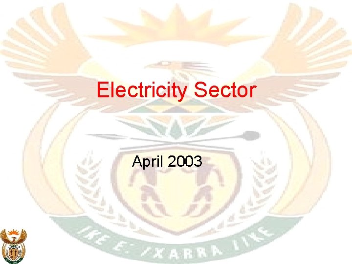 Electricity Sector April 2003 
