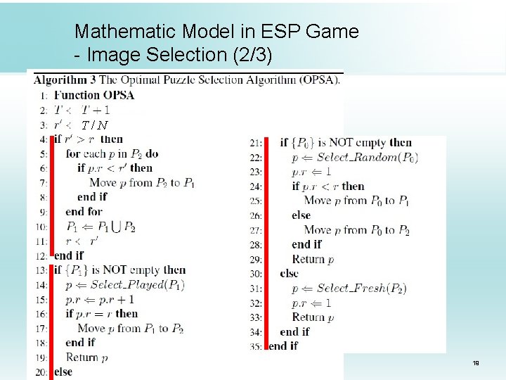 Mathematic Model in ESP Game - Image Selection (2/3) T/N 19 Mathematic Model in ESP Game - Image Selection (2/3) T/N 19