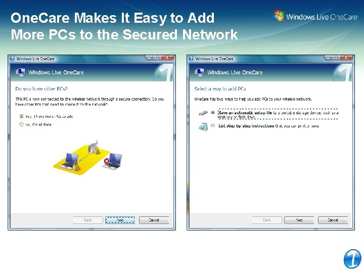 One. Care Makes It Easy to Add More PCs to the Secured Network 