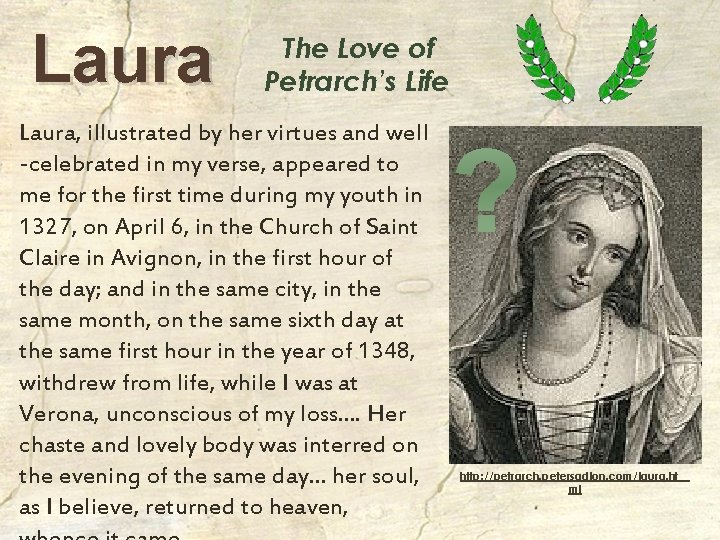 Laura The Love of Petrarch’s Life Laura, illustrated by her virtues and well -celebrated