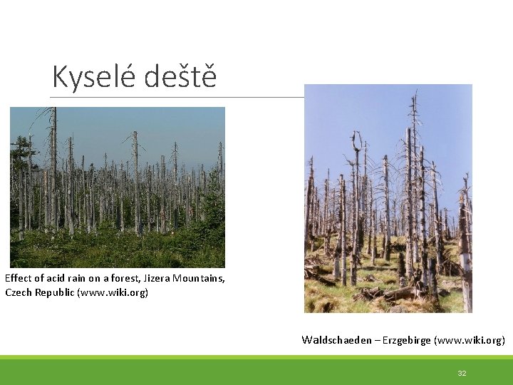 Kyselé deště Effect of acid rain on a forest, Jizera Mountains, Czech Republic (www.