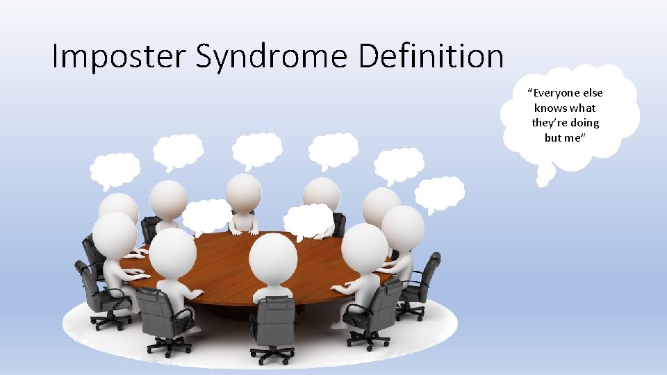 Imposter Syndrome Definition “Everyone else knows what they’re doing but me” 