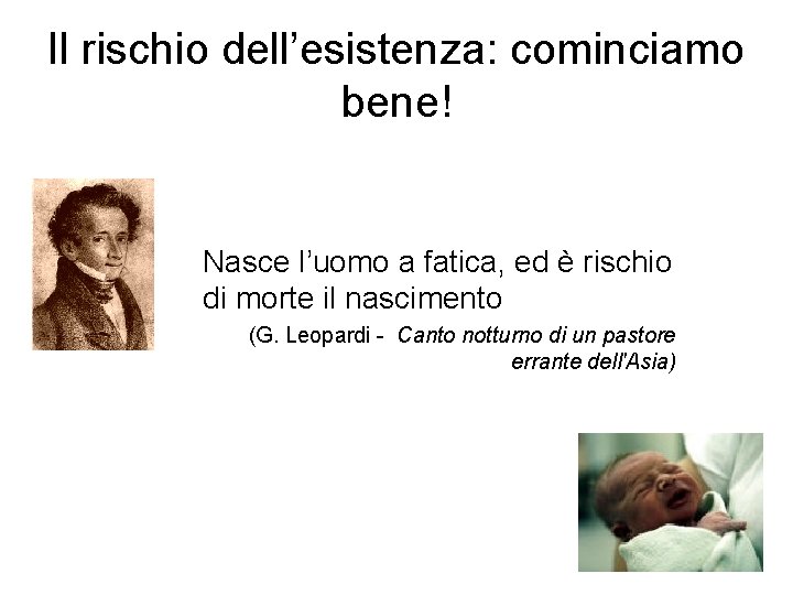 Il rischio dell’esistenza: cominciamo bene! Nasce l’uomo a fatica, ed è rischio di morte