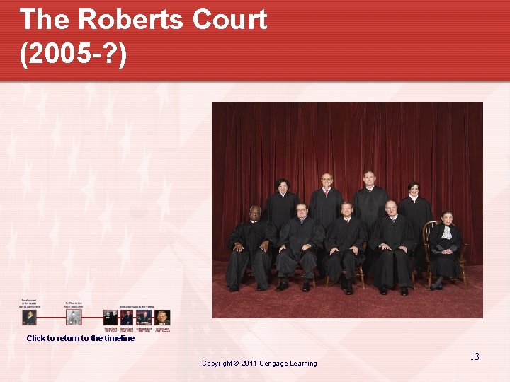 The Roberts Court (2005 -? ) Click to return to the timeline Copyright ©