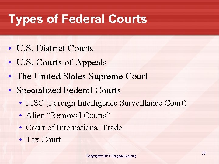 Types of Federal Courts • • U. S. District Courts U. S. Courts of