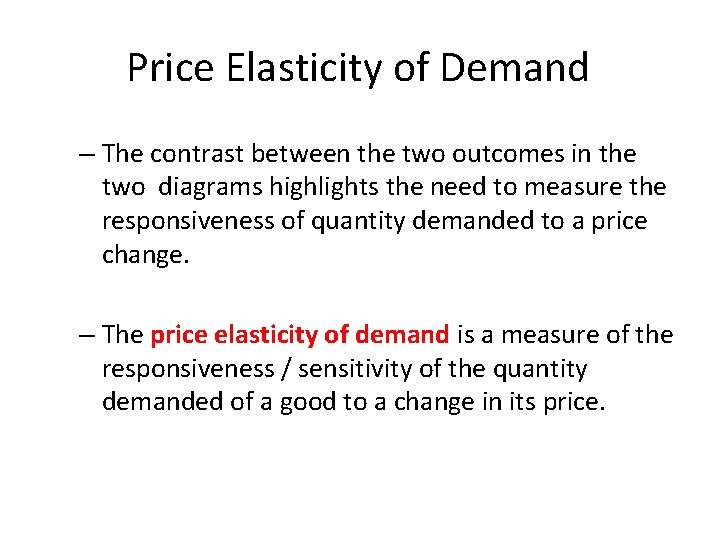 Price Elasticity of Demand – The contrast between the two outcomes in the two