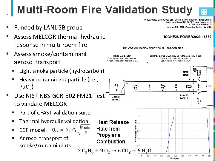 Multi-Room Fire Validation Study 7 § Funded by LANL SB group § Assess MELCOR