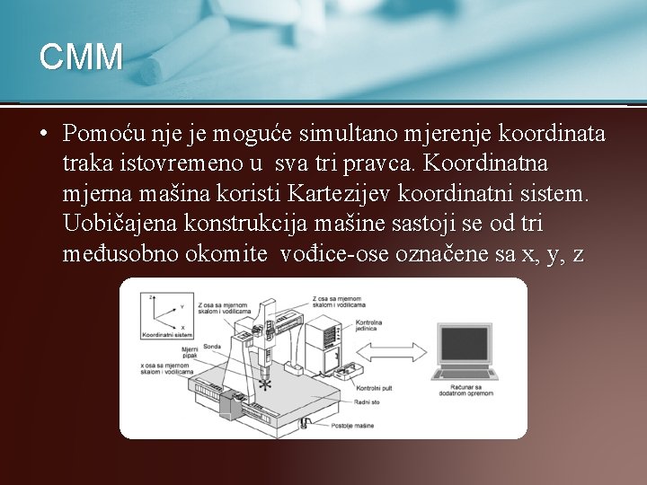 CMM • Pomoću nje je moguće simultano mjerenje koordinata traka istovremeno u sva tri