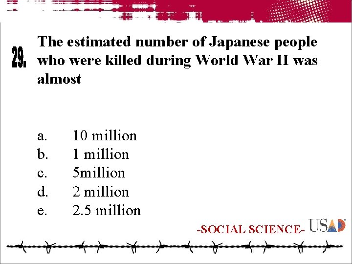 The estimated number of Japanese people who were killed during World War II was