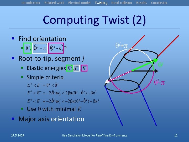 Introduction Related work Physical model Twisting Head collision Results Conclusion Computing Twist (2) §