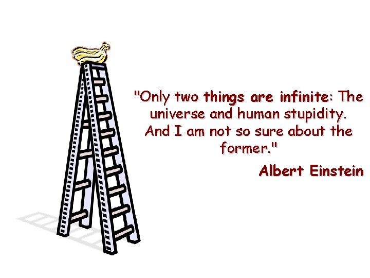 "Only two things are infinite: The universe and human stupidity. And I am not