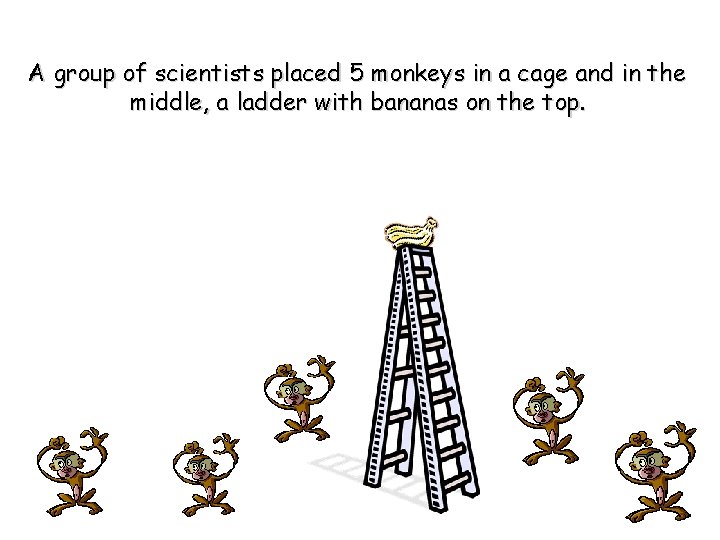 A group of scientists placed 5 monkeys in a cage and in the middle,